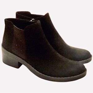 Brees OUTSTANDING Black Fabric Ankle Boot Washable Sparkle Side Zip Bootie Sz 10
